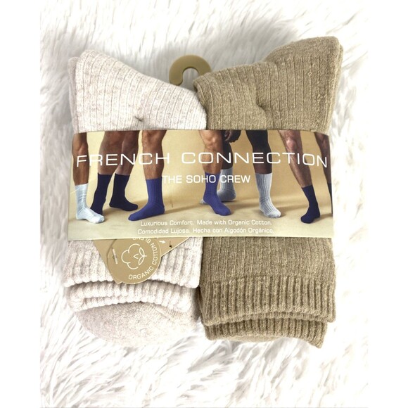 French Connection Crew Socks Organic Cotton Moisture 5-Pack Black Shoe 6-12 - Picture 1 of 9